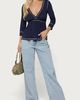 Edikted Edikted Parah Contrast Babydoll Top in Navy, Women's at Urban Outfitters - 2