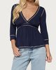 Edikted Edikted Parah Contrast Babydoll Top in Navy, Women's at Urban Outfitters - 4