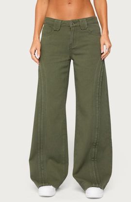 EDIKTED EDIKTED Pascale Stitched Low Rise Wide Leg Jeans