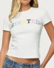 Edikted Edikted Patchwork Baby T Shirt Top in White, Women's at Urban Outfitters - 3