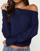 Edikted Edikted Pazzy Off Shoulder Top in Navy, Women's at Urban Outfitters - 1