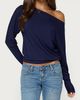 Edikted Edikted Pazzy Off Shoulder Top in Navy, Women's at Urban Outfitters - 4