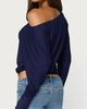 Edikted Edikted Pazzy Off Shoulder Top in Navy, Women's at Urban Outfitters - 5