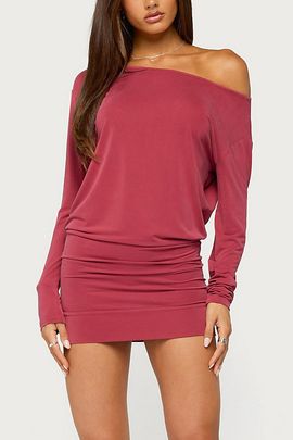 Edikted Edikted Peila Off Shoulder Mini Dress in Red, Women's at Urban Outfitters