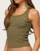 Edikted Edikted Pierced Grommet Ribbed Tank Top in Olive, Women's at Urban Outfitters - 3