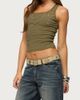 Edikted Edikted Pierced Grommet Ribbed Tank Top in Olive, Women's at Urban Outfitters - 4