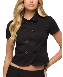 Edikted Edikted Pilar Short Sleeve Cotton Trench Shirt