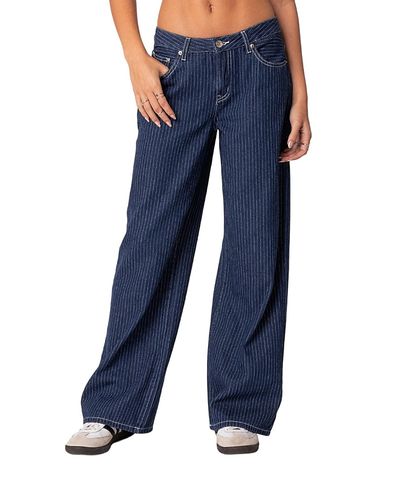 Edikted Edikted Pinstripe Low Rise Jeans