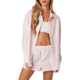 EDIKTED EDIKTED Pinstripe Oversize Button-Up Blouse