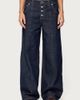 Edikted Edikted Polley Button Up Low Rise Baggy Jeans in Dark/Blue/Washed, Women's at Urban Outfitters - 1