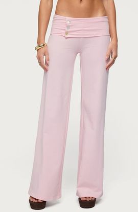 EDIKTED EDIKTED Poppy Wide Leg Button Foldover Pants