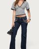 Edikted Edikted Primrosa Striped V Neck Flutter Top in Dark/Gray/Melange, Women's at Urban Outfitters - 2