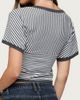 Edikted Edikted Primrosa Striped V Neck Flutter Top in Dark/Gray/Melange, Women's at Urban Outfitters - 5