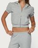 Edikted Edikted Rachel Short Sleeve Hooded Top in Gray/Melange, Women's at Urban Outfitters - 4