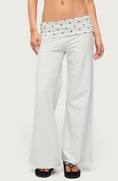 EDIKTED EDIKTED Reeva Polka Dot Foldover Flared Pants