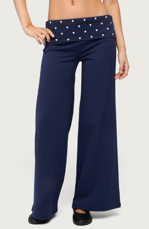 EDIKTED EDIKTED Reeva Polka Dot Foldover Wide Leg Pants