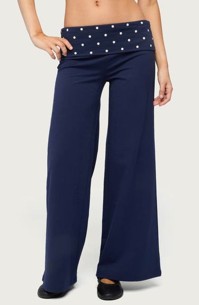 EDIKTED EDIKTED Reeva Polka Dot Foldover Wide Leg Pants