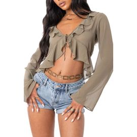 EDIKTED EDIKTED Resse Ruffle Chiffon Top