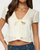 Edikted Edikted Rhorie Cotton Button Up Top in Cream, Women's at Urban Outfitters - 1