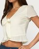 Edikted Edikted Rhorie Cotton Button Up Top in Cream, Women's at Urban Outfitters - 3
