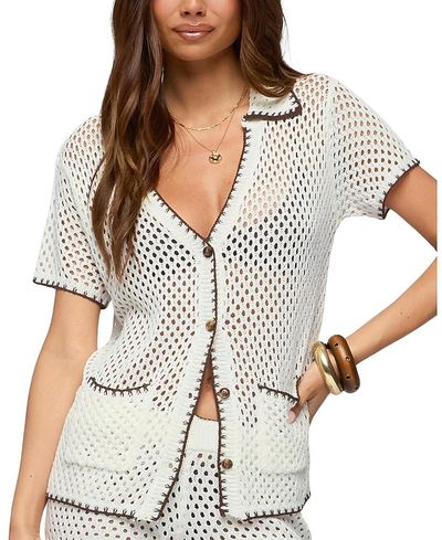 Edikted Edikted Rocca Contrast Button Up Crochet Top