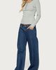 Edikted Edikted Roma Striped Henley Top in Gray/Melange, Women's at Urban Outfitters - 2
