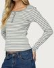 Edikted Edikted Roma Striped Henley Top in Gray/Melange, Women's at Urban Outfitters - 3