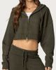 Edikted Edikted Russell Knit Hooded Cardigan in Olive, Women's at Urban Outfitters - 1