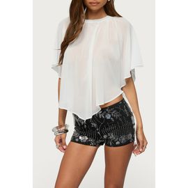EDIKTED EDIKTED Sable Flowy Asymmetric Chiffon Top