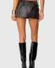 Edikted Edikted Sadaf Faux Leather Mini Skort in Brown/Washed, Women's at Urban Outfitters - 4