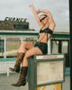 Edikted Edikted Sadaf Faux Leather Mini Skort in Brown/Washed, Women's at Urban Outfitters - 5