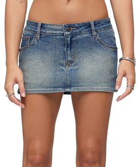 Edikted Edikted Seffie Low Rise Stretchy Denim Micro Skort