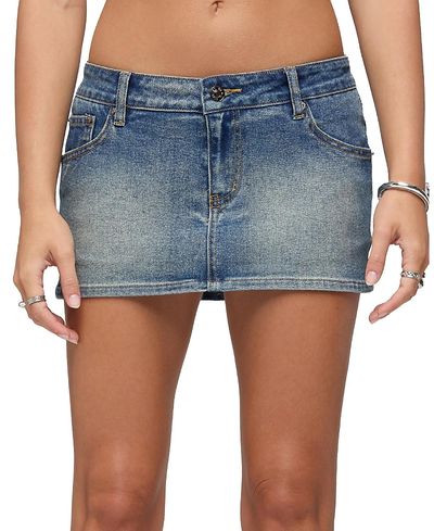 Edikted Edikted Seffie Low Rise Stretchy Denim Micro Skort