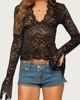 EDIKTED EDIKTED Sheer Lace Bell Sleeve Crop Top - 1