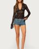 EDIKTED EDIKTED Sheer Lace Bell Sleeve Crop Top - 5