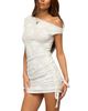 Edikted Edikted Sheer Lace Drawstring Mini Dress - 4