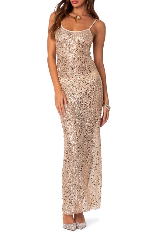 EDIKTED EDIKTED Sheer Mesh Sequin Maxi Dress