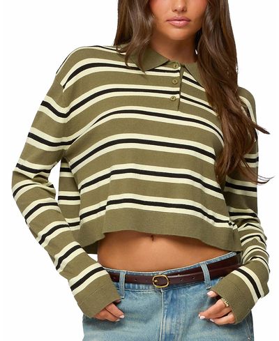Edikted Edikted Shelby Striped Polo Sweater