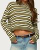 Edikted Edikted Shelby Striped Polo Sweater in Olive, Women's at Urban Outfitters - 1