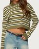 Edikted Edikted Shelby Striped Polo Sweater in Olive, Women's at Urban Outfitters - 3