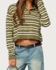 Edikted Edikted Shelby Striped Polo Sweater in Olive, Women's at Urban Outfitters - 4
