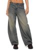 Edikted Edikted Side Belt Low Rise Barrel Jeans - 1
