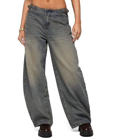 Edikted Edikted Side Belt Low Rise Barrel Jeans