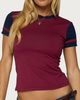 Edikted Edikted Sophiah Contrast T Shirt Top in Burgundy/And/Navy, Women's at Urban Outfitters - 1