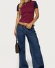 Edikted Edikted Sophiah Contrast T Shirt Top in Burgundy/And/Navy, Women's at Urban Outfitters - 2