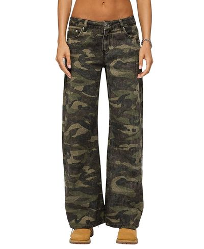 Edikted Edikted Soya Camo Low Rise Baggy Jeans