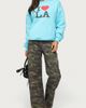 Edikted Edikted Soya Camo Low Rise Baggy Jeans in Olive/Washed, Women's at Urban Outfitters - 2