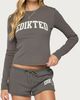 Edikted Edikted Sporty Babe Long Sleeve T Shirt in Dark/Gray, Women's at Urban Outfitters - 1