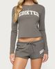 Edikted Edikted Sporty Babe Long Sleeve T Shirt in Dark/Gray, Women's at Urban Outfitters - 4