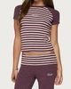Edikted Edikted Stay Edikted Stripey Raglan T Shirt Top in Burgundy, Women's at Urban Outfitters - 4